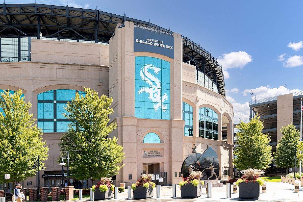 Chicago White Sox beisbolo stadionas vakare